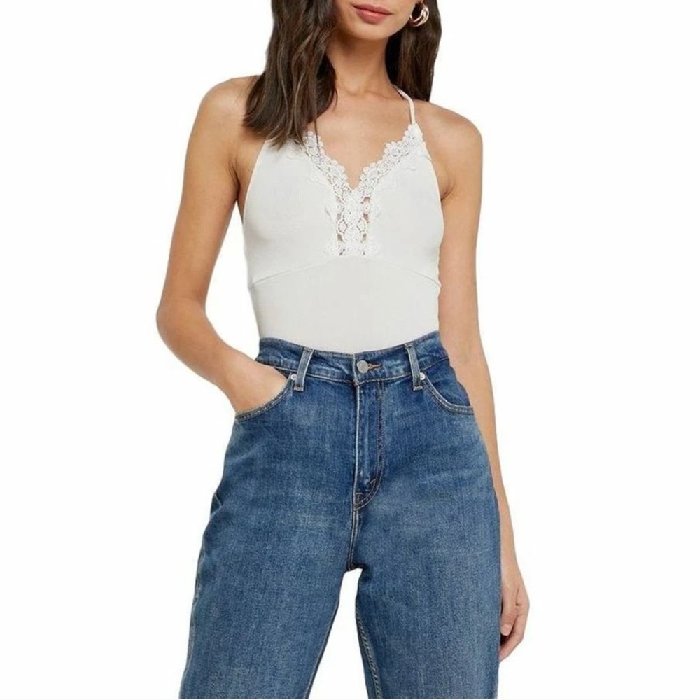 Women's White Lace Trim Top